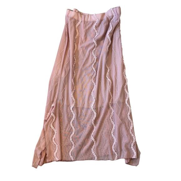 Pink Fairycore Asymmetrical Hem Midi Skirt Women's XL - Picture 1 of 6